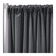 Signature Stretch Velour Drapery Panels — Gunmetal — original source fabric photograph, aligned framing