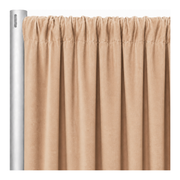 Signature Stretch Velour Drapery Panels — Beige T — original source fabric photograph, aligned framing