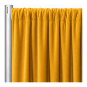 Signature Stretch Velour Drapery Panels — Mustard — original source fabric photograph, aligned framing