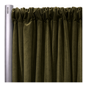 Signature Stretch Velour Drapery Panels — Olive — original source fabric photograph, aligned framing